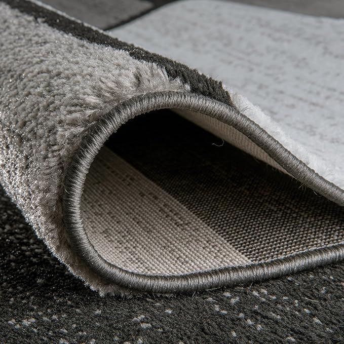 Rugshop Contemporary Modern Boxes for Home Office,Living Room,Bedroom,Kitchen Non Shedding Square Area Rug 6'6" x 6'6" Gray