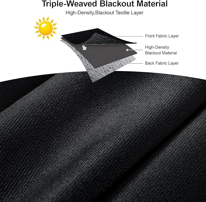 Joydeco Custom Blackout Curtains for Bedroom, Total Blackout Curtains Back Tab & Rod Pocket, Solid Thermal Insulated Window Drapes Luxury Decor for Living Room 1 Panel (Custom Size, Black)
