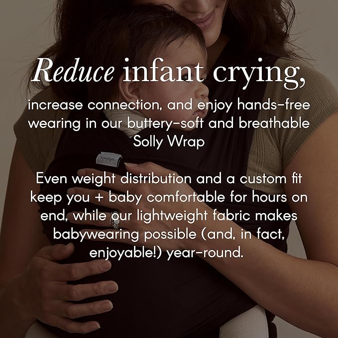 Solly Baby Wrap, Buttery-Soft Baby Carrier Newborn to Toddler 8-25 Lbs., Lightweight & Hands-Free Infant Sling Wrap, Breathable Summer Carrier, Baby Wearing & Postpartum Essential, New Mom Gift, Black