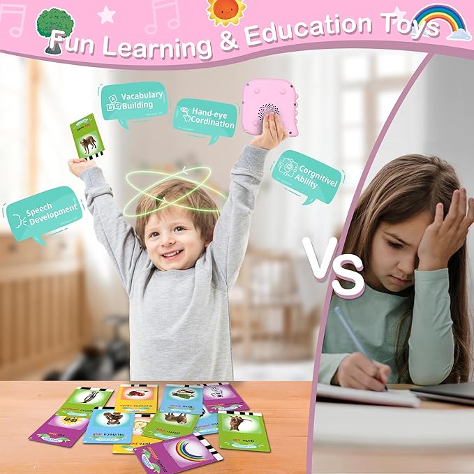 Pocket Speech Therapy Toys for 1 2 3 4 5 Years, Bilingual Spanish English 224 Sight Words Toddler Flash Cards Preschool Learning materialsToy, Montessori Autism Sensory Toys, Birthday Gifts for Girls