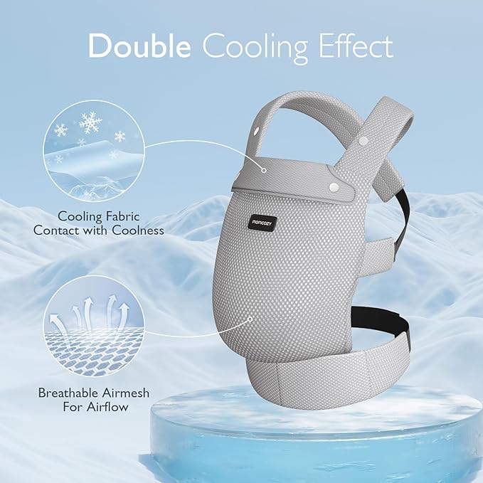 Momcozy Breathable Mesh Baby Carrier, Ergonomic and Lightweight Infant Carrier for 3-24 Months with Enhanced Lumbar Support, All Day Comfort for Hands-Free Parenting, Air Mesh-Grey