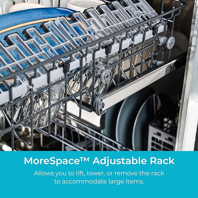 Kenmore 24" Built-in Stainless Steel Tub Dishwasher EasyFlex 3rd, SmartWash, UltraWash Plus, TurboDry, and MoreSpace Adjustable Rack, Energy Star Certified, White