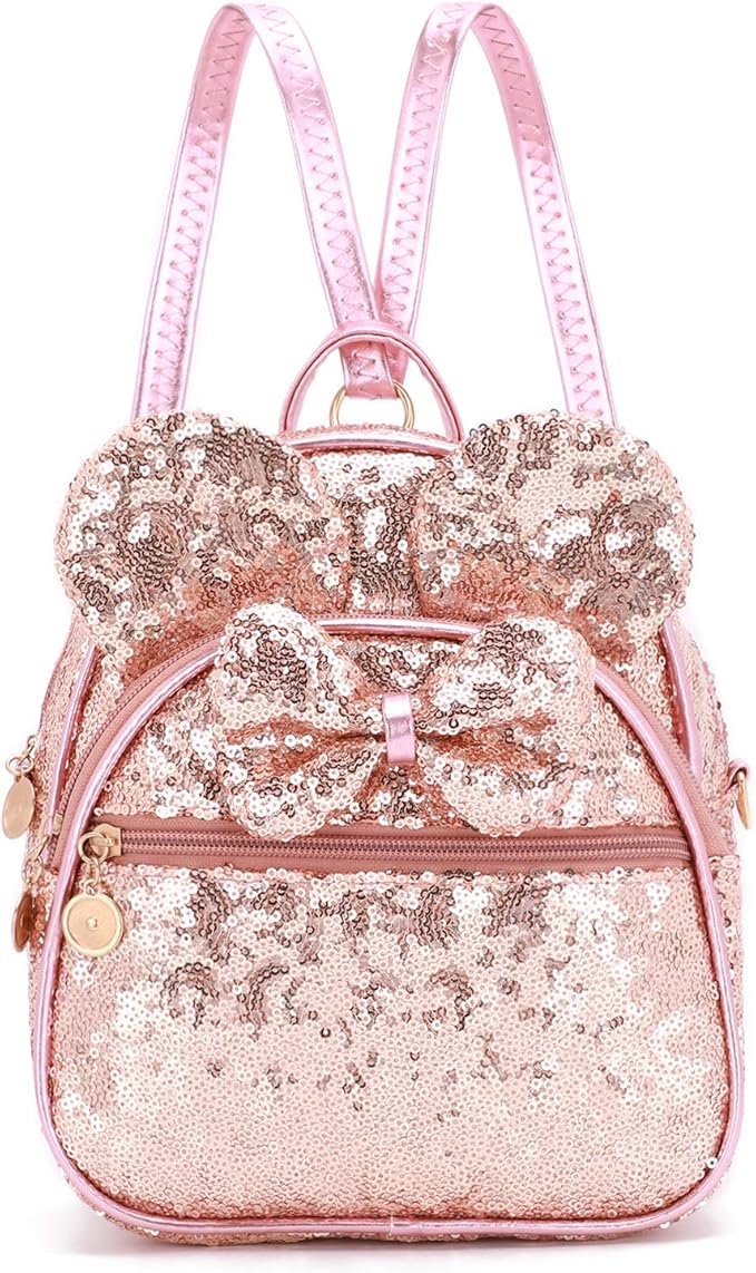 KL928 Girls Bowknot Polka Dot Cute Mini Backpack Small Daypacks Convertible Shoulder Bag Purse for Women