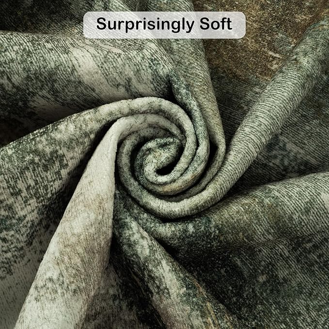 Kelarea Living Room Rug, 6x9 Rug Modern Abstract Washable Rugs Green Faux Wool Vintage Carpets, Non Slip Rugs for Bedroom, Dining Room, College Dorm, Kids Playroom, Home Office