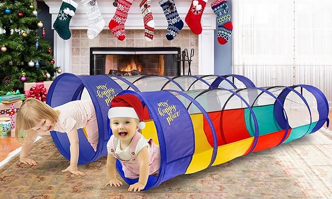 Kiddey Play Tunnel for Kids - Pop Up Tunnel Toys for Toddlers, Kids Multicolored Tunnel for Indoor/Outdoor Fun, Crawl & Play, Obstacle Course Great Gifts for Toddlers - Balls Not Included (2 Pk)