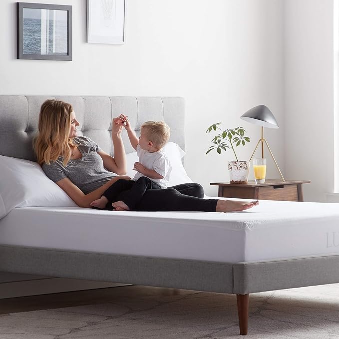 LUCID Premium Rayon made from Bamboo Jersey Mattress Protector - Ultra Soft - Waterproof - King