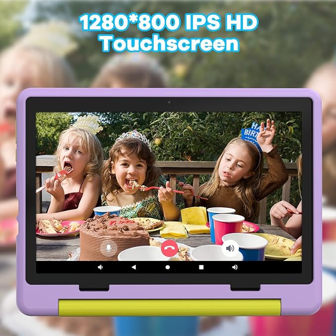 Kids Tablet｜Upgraded Android 14 Tablet 10 inch for Kids with Protective Case｜Octa-Core｜64GB｜1TB TF Card Expandable｜Dual Camera｜Parental Control｜Great Gift for Toddler(Purple)