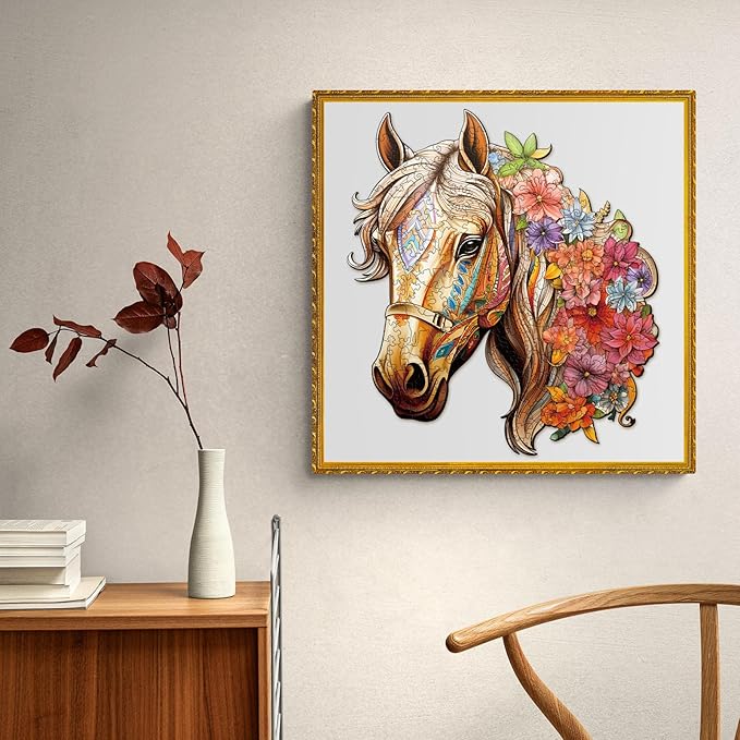Wooden Puzzles for Adults, Horse Building Set Wooden, Irregular Wooden Puzzles Adult, Difficult Puzzle Gifts for Puzzle Lover, (XL-17.3 * 15.6in - 450pcs)