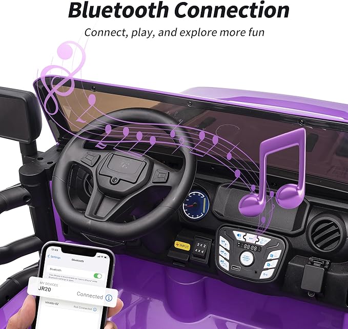 2 Seater Ride on Toy Car for Kids, 24V 4x4 Ride-on Truck Kids Electric Car w/Remote Control, 4x200W Motors - Purple
