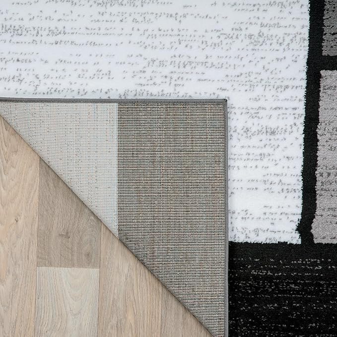 Rugshop Contemporary Modern Boxes for Home Office,Living Room,Bedroom,Kitchen Non Shedding Area Rug 4' x 6' Gray
