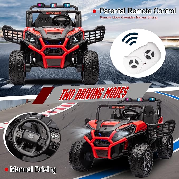 24V Kids Electric Toy Car,2 Seater Kids Toy Car with Remote Control,4WD Electric Power Vehicles Wheels for 3+Years Boys Girls,Ride on Toy for Girl(Red)