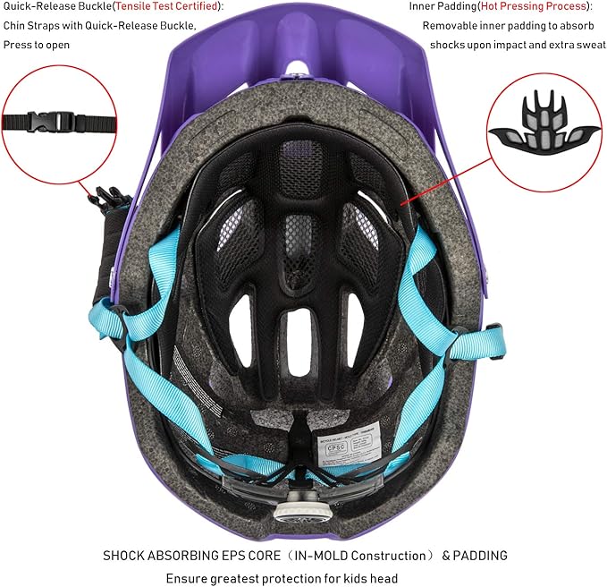 Kids Bike Helmet, SIFVO Kids Helmet 8+ Boys and Girls Bike Helmet with Cool Visor, Bike Helmets for Kids, Youth Bike Helmet Kids Mountain Bike Helmet Lightweight and Sturdy【55-58cm】
