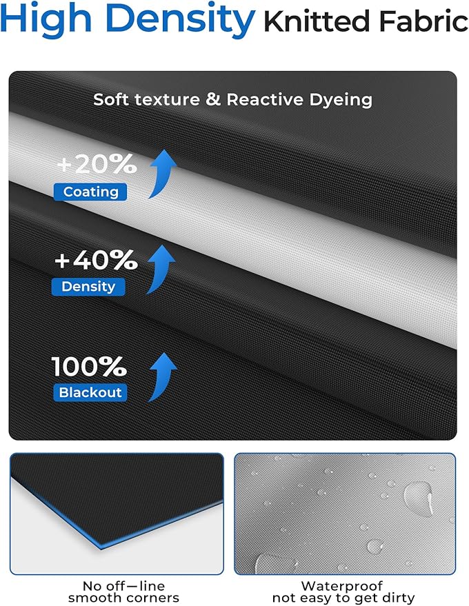 Sumobaby Blackout Curtains for Bedroom Portable 45"x48",No Drill Blackout Shades with Upgraded Hook&Loop Tapes,100% Black Out Window Cover,Thermal Insulated Blinds for Bedroom,Nursery(1 Panel,Black)