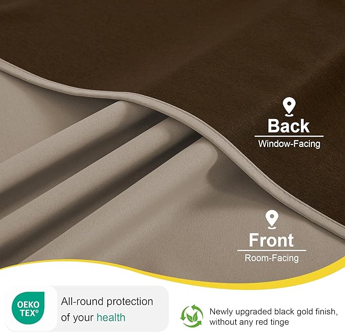 NICETOWN Room Darkening Curtains 84 Inches Long, Blackout Window Curtains 2 Panels with Grommets Thermal Insulated Plylux Drapes for Living Room and Bedroom, 52 x 84 Inches, Cappuccino