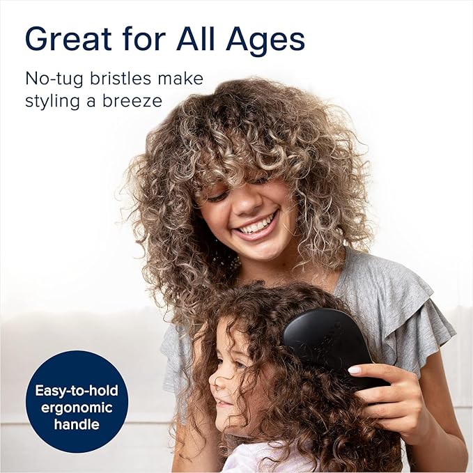 Crave Naturals Biggie Glide Thru Hair Brush - Detangler Brush for Curly, Straight, Wet or Dry Hair - Gentle Detangling Brushes for Adults, Kids, Toddlers - Hair Accessories for Women, 8.4x3.4 - Black