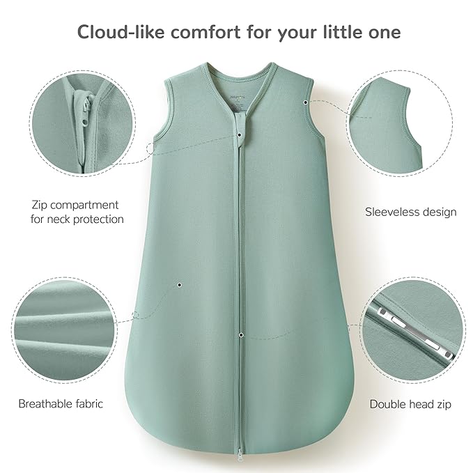 JELLYMONI Baby Sleep Sack 18-24 Months 100% Cotton Wearable Blanket, 0.5 TOG Soft Lightweight Toddler Sleeping Sack 3 Pack 2-Way Zipper Newborn Sleep Sacks