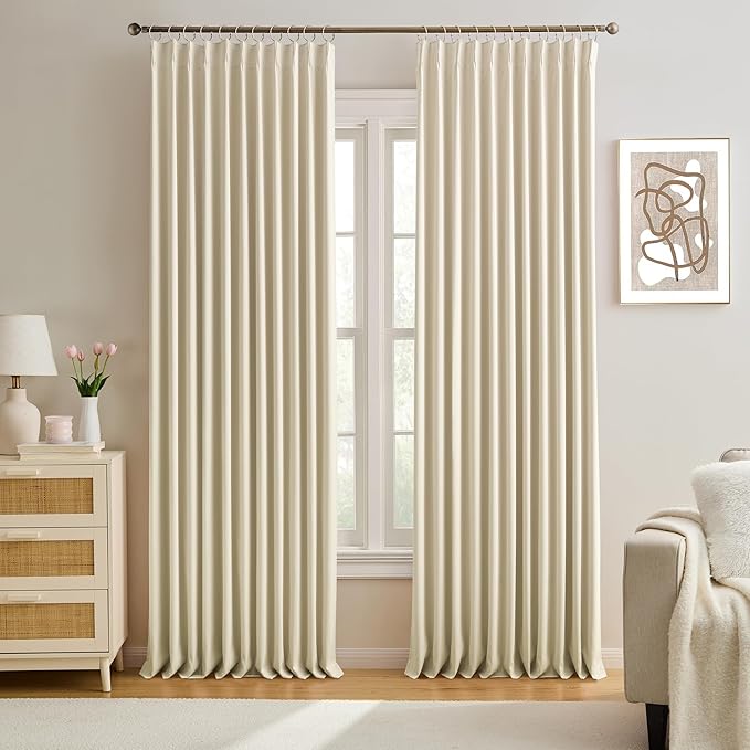 Cream Beige Room Darkening Privacy Curtains 84 Inches Long 72 Inch Wide Blackout Heavy Duty Curtains Patio Door Window Treatment Sound Reducing for Bedroom Living Room Home Office 72 x 84