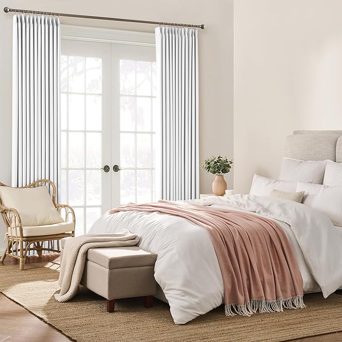 KEQIAOSUOCAI Custom Pleat Curtains & Drapes 100 Inches Long, Thermal Insulated Cabin Accordion Style Vertical Memory Shape Pleat Draft for Living Room 40 x 100-inch,White