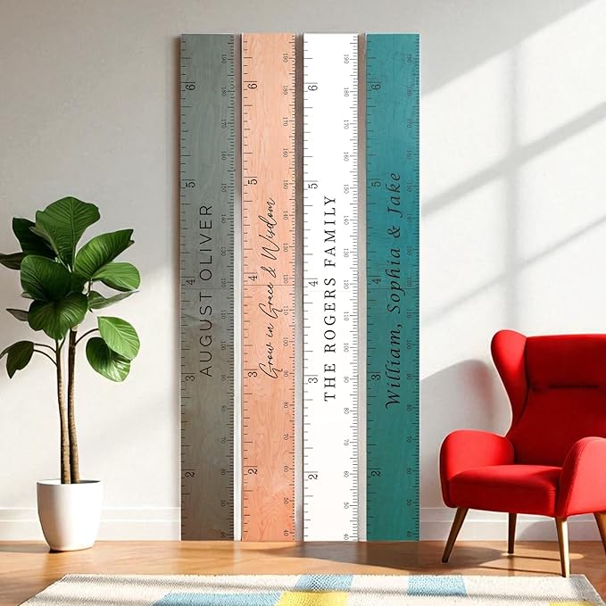 Personalized Wooden Growth Chart for Kids – Wall Height Ruler for Child Growth Tracking – Wooden Height Chart for Boys & Girls, Nursery & Home Decor Multiple Sizes & Colors