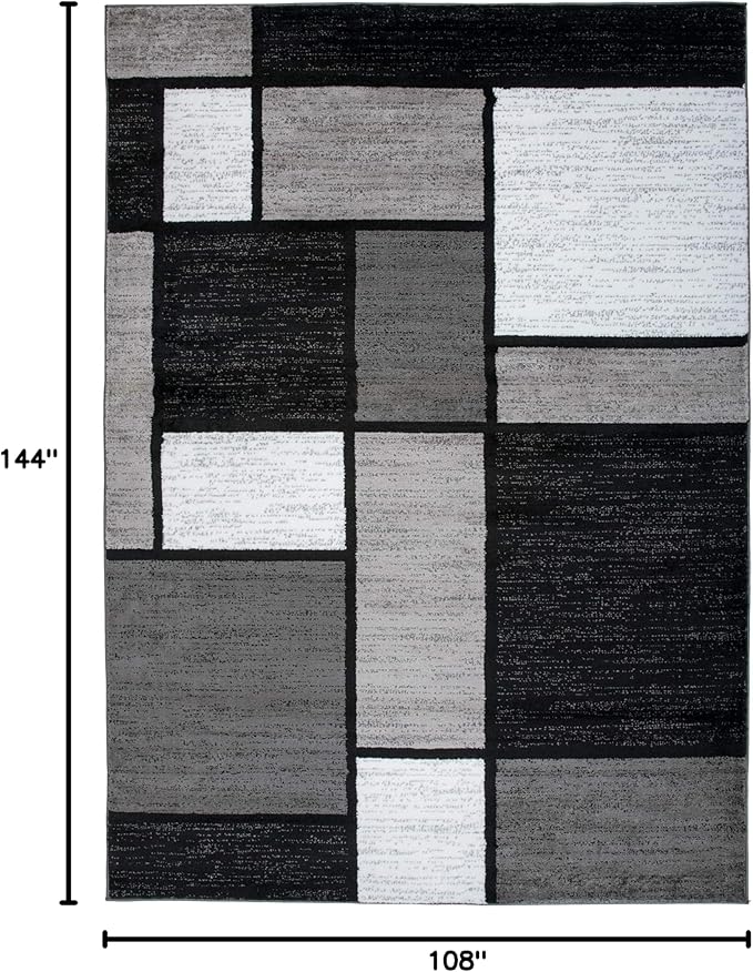 Rugshop Contemporary Modern Boxes Easy Cleaning for Home Office,Living Room,Bedroom,Kitchen Non Shedding Area Rug 9' X 12' Gray