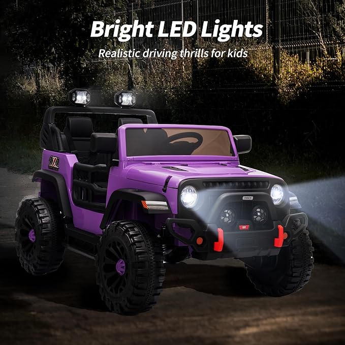 2 Seater Ride on Toy Car for Kids, 24V 4x4 Ride-on Truck Kids Electric Car w/Remote Control, 4x200W Motors - Purple