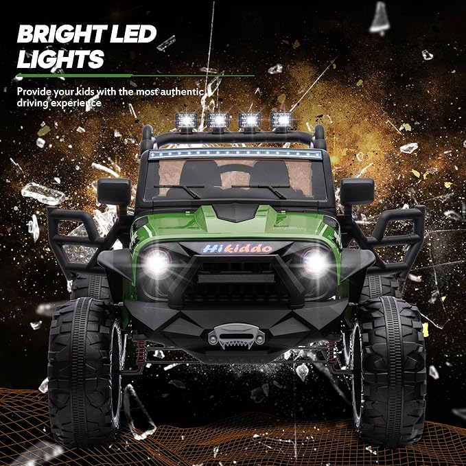24V 9Ah Ride on Toy for Big Kids, 4x4 2 Seater Ride on Car Truck w/Remote Control, 4x200W Motors - Green