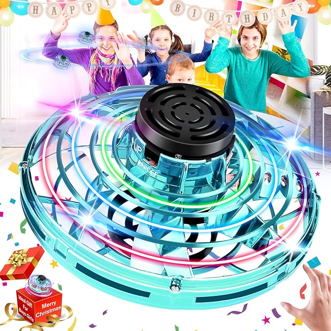 Hand Operated Mini Drone for Kids - LED UFO Flying Orb Ball, Rechargeable Mini Fidget Spinner Toy for Indoor Outdoor,Christmas Birthday Party Gifts for Girls Boys (Green)
