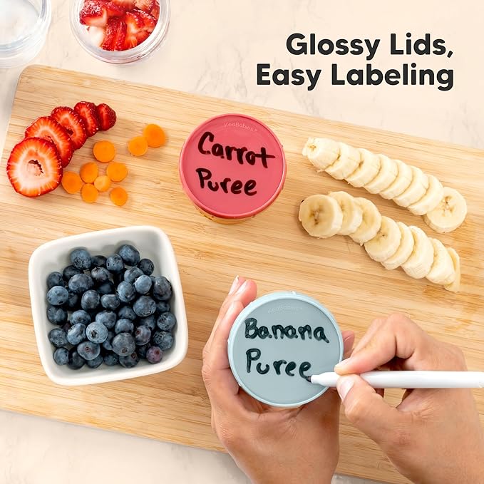 KeaBabies 4pk 8oz Glass Baby Food Containers with Lids - Leak-Proof, Microwavable Small Glass Jars, Baby Purees & Toddler Snack Storage Containers, BPA-Free, Dishwasher & Freezer Safe (Roseate)