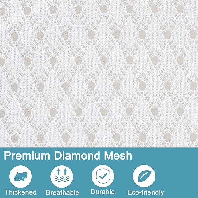 Polecasa Diamond Mesh Laundry Bags, 2Pcs 24 x 36 inches Heavy Duty Mesh Laundry Bag with ID Tag and Drawstring Closure, Large Laundry Hamper Liner, Laundry Bag for Travel, Sports, Dorms (White)