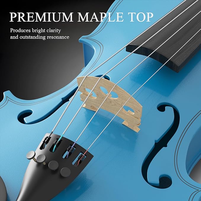 Beginner Violin 4/4, Full Size Violin for Adults, Teens, Student, Acoustic Fiddle Kit with Hard Case, Bow, Rosin, Bridge, Learners Age 12+ (Sky Blue)