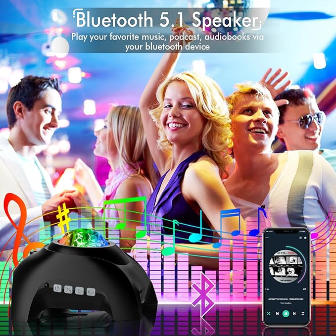 Rossetta Star Projector, Galaxy Projector for Bedroom, LED Night Light Aurora Projector with Bluetooth Speaker, White Noise, Timer and Remote, Room Decor, Gifts for Kids, Adults, Christmas, Birthday