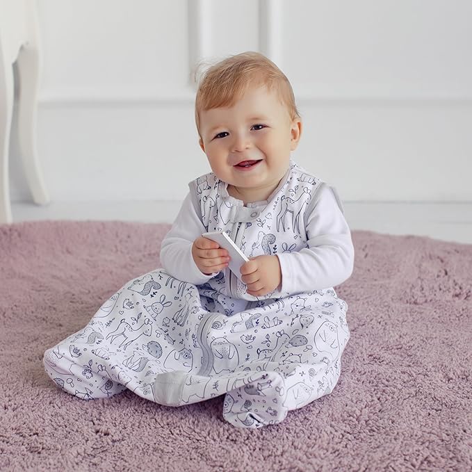Baby Sleep Sack 1.0 TOG, Organic Cotton Baby Wearable Blanket with Two-Way Zipper, Swaddle Transition Baby Sleeping Bag, All-Season Sleep Sack for Newborn Infant Toddler Boy Girl, 24-48 Months, 1-Pack