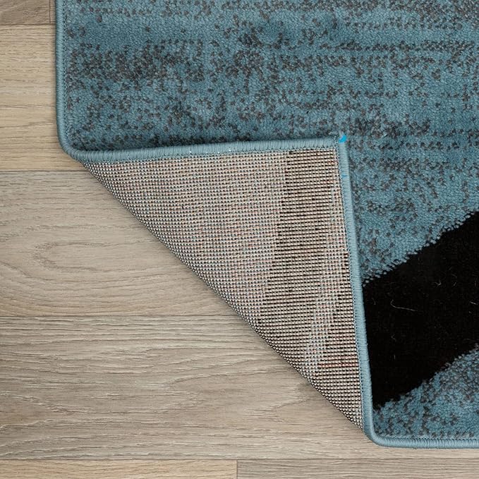 Rugshop Modern Wavy Circles Design Oval Area Rug 5' x 7' Blue