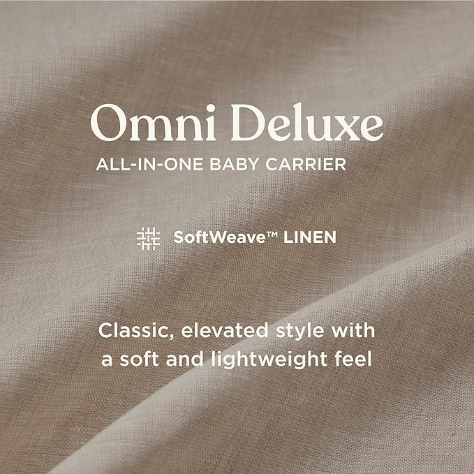 Ergobaby Omni Deluxe Baby Carrier Newborn to Toddler - Breathable Baby Carriers for Summer - All-Position Carrier with Enhanced Lumbar Support & Airflow (7-45 Pounds), Natural Linen