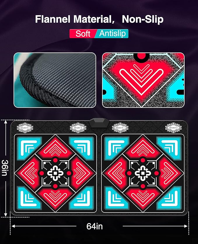 Dance Mat for Kids and Adults, Anti-Slip Wireless Electronic Dance Pad for TV, Wrinkle-Free, Soft & Cozy Playmat for Exercise & Games, Smart Camera & 2 Controllers, Gift idea（Classic Snowflake）
