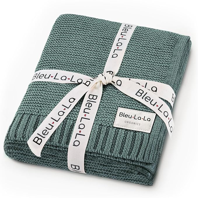 Heritage Knit 100% Organic Cotton Baby Swaddle Blanket for Boys and Girls - Soft Warm Cozy Unisex Receiving Cuddle Crib Blanket for Newborns, Infants & Toddlers (Hunter Green, 0-2 Years)