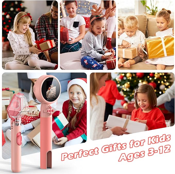 2 in 1 Kids Microscope with Bug Catcher,HD 500X Digital Microscope for Kids with 2" Screen,Photo and Video,STEM Educational Science Kit Learning Toys for Age 3-12 Girls & Boys Birthday Gifts (Pink)