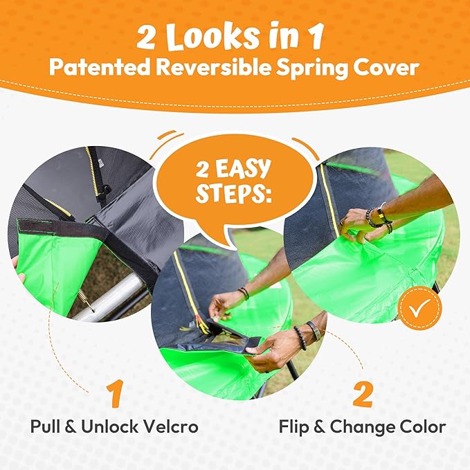 JUMPZYLLA Trampoline Outdoor 8FT 10FT 12FT 14FT 15FT 16FT with Enclosure and Ladder, ASTM Approved Recreational Trampoline for Kids and Adults, Anti-Rust Coated Frame