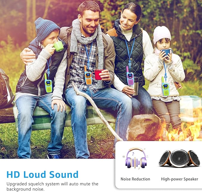 Walkie Talkies for Kids Long Range Walkie-Talkie for Adults Rechargeable 2 Way Radios 3 Pack with Lanyard 4 Miles NOAA USB VOX, Family Toys for 3-12 Year Old Boys Girls Toddlers Camping Hiking