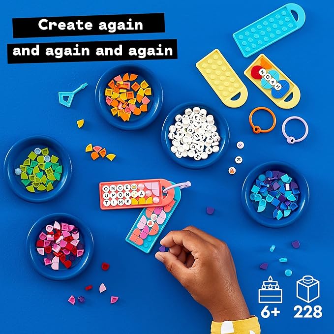 LEGO DOTS Bag Tags Mega Pack – Messaging 41949 DIY Customizable Craft Kit; A Creative Activity Toy for Kids Aged 6+ (228 Pieces)