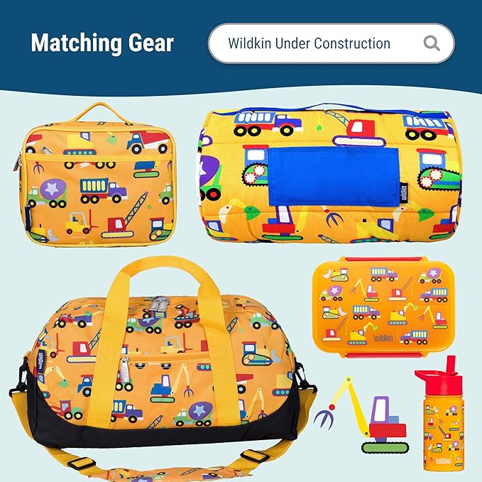 Wildkin ECO rPET 15-inch Kids Backpack – Sustainable, Padded, Adjustable – Under Construction