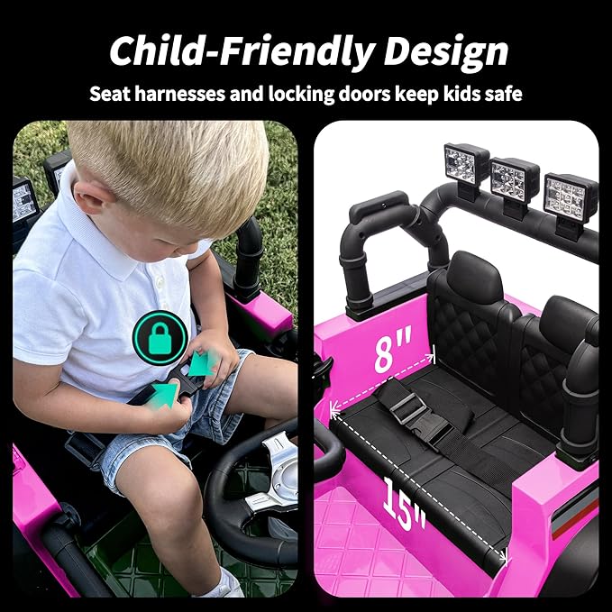 4WD Kids Ride on Car Truck, 12V 7Ah Kids Electric Vehicles Car Ride on Toy for Toddlers w/Remote Control - Pink