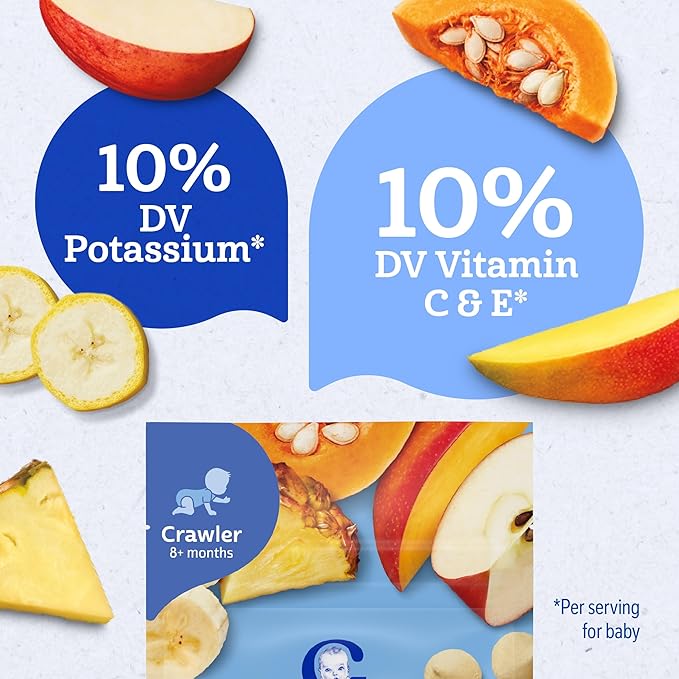 Gerber Stage 3 Baby Snacks, Truly Tropical Blend, Fruit & Veggie Melts, Baby Led Feeding, 7PK