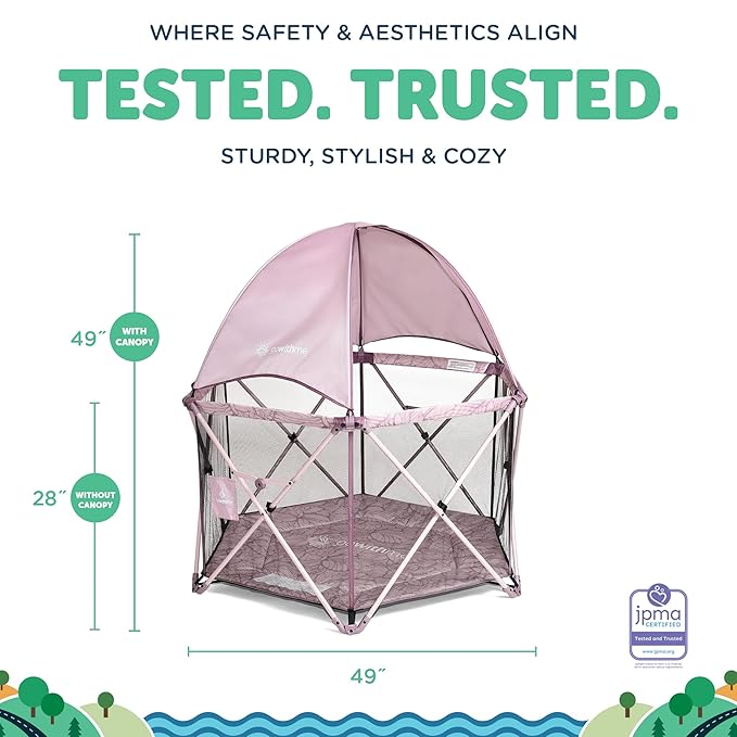 Baby Delight Go with Me Eclipse Deluxe Portable Playard | Playpen | Sun Canopy | Indoor and Outdoor | Ultra Padded Nylon Floor | Canyon Rose