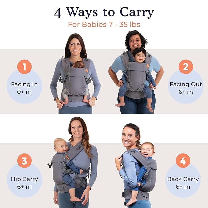Beco Gemini Baby Carrier Newborn to Toddler - Front, Back and Hip Seat Carrier, Baby Carrier Backpack & Baby Front Carrier with Adjustable Seat, Ergonomic Baby Holder Carrier 7-35lbs (Dark Zebra)