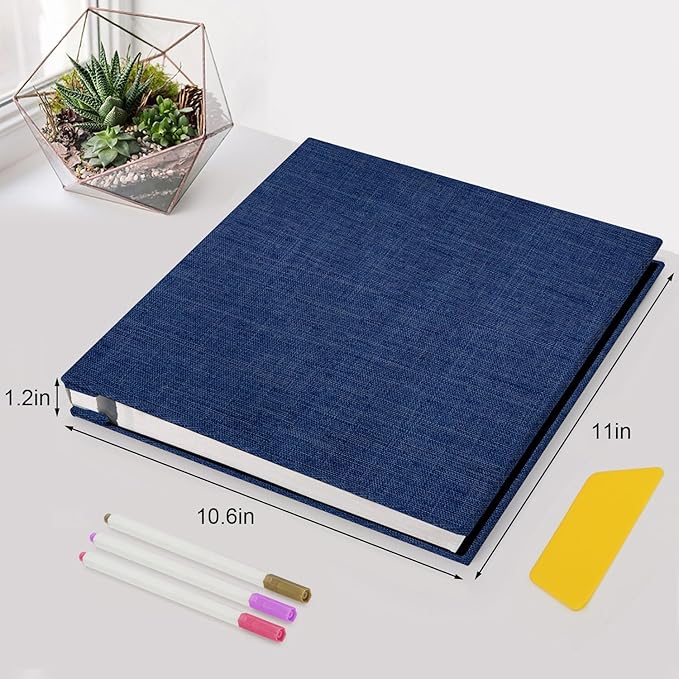 Zesthouse Photo Album Self Adhesive Pages, 60 Pages Magnetic Scrapbook Albums with Sticky Page,Photos Album Holds 8x10 & 5X7 & 4x6 & 6x8 & 3x5, Large Picture Book Ideal for Family,Wedding,Baby