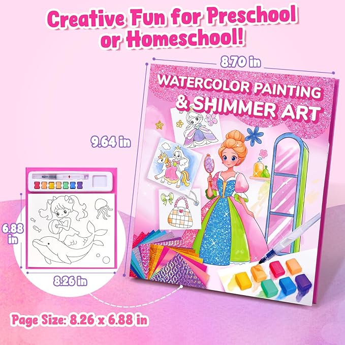 JoyCat Paint with Water Coloring Books, Art & Craft Activity, Princess No Mess Art for Kids Ages 4-8, Craft Kits & Supplies, DIY Creative Activity, Presents for Girls & Boys