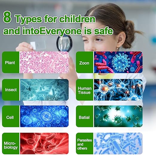 60 Pieces Prepared Microscope Slide Set with Specimens, Plant Animal Cell Science Education Microscope Slides for Bioscience Labs