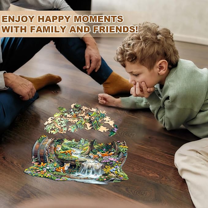 Wooden Puzzles for Adults, Fox Wooden Jigsaw Puzzle for Adults, Unique Animal Shape Wood Puzzles Adult, Birthday Party Gifts for Friends & Family Leisure Time Game Home Decor (XL)