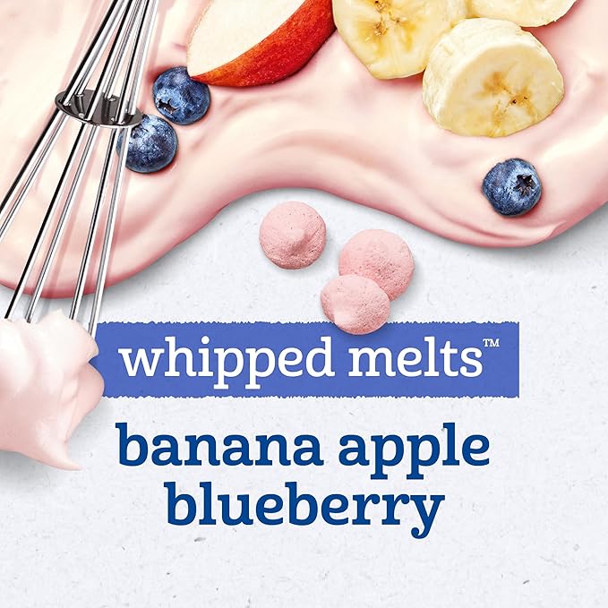 Gerber Stage 3 Baby Food Snacks, Banana Apple Blueberry Whipped Melts, Baby Led Feeding, 7PK